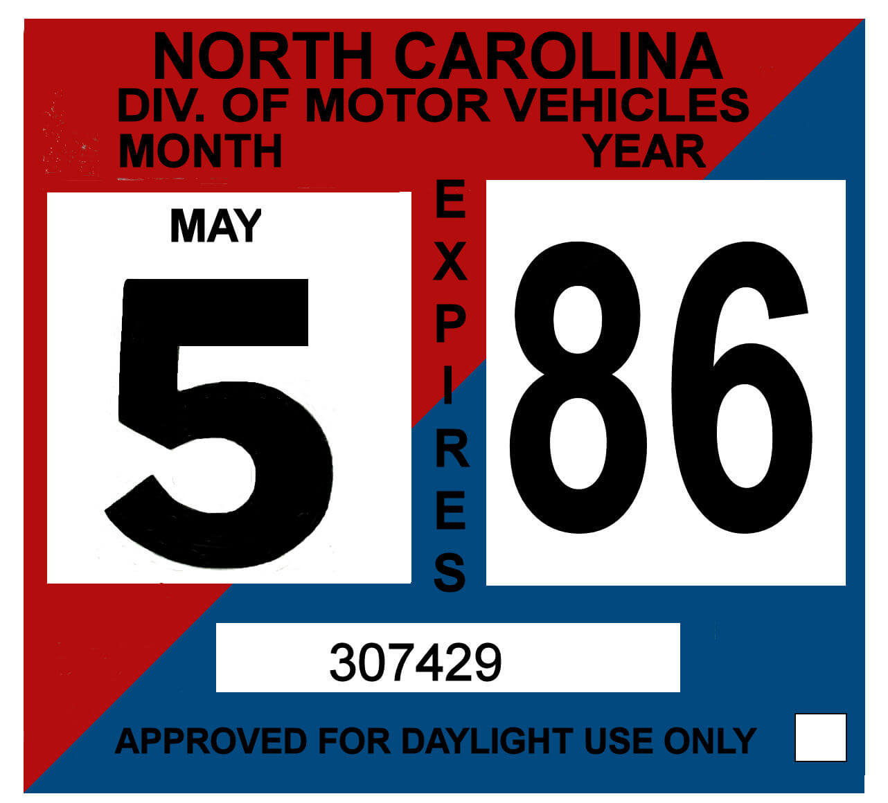 (image for) 1986 North Carolina INSPECTION Sticker